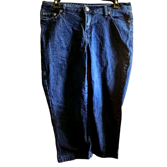 Dark Wash Straight Leg Crop Jeans Size 8 - Picture 1 of 3